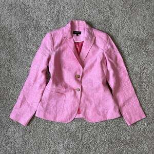Talbots 100% Linen Hot Pink Two-Button Blazer Barbiecore Summer Spring Preppy 6